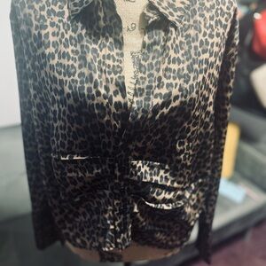 Express Leopard Print Top in Brown and Black